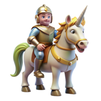extraordinary minimalist A brave knight in shining armor, riding a majestic unicorn through a enchanted forest. Soft, dappled lighting, storybook style genuine png
