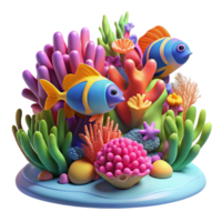 stunning abstract A vibrant coral reef teeming with colorful fish, illuminated by underwater sunlight, in a stunning photorealistic 3D render style professional png