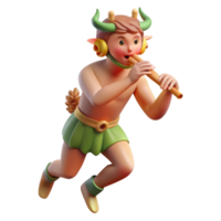 impressive contemporary A mischievous satyr playing a pan flute, surrounded by dancing nymphs in a sun-dappled forest glade. Impressionist style premium png