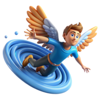 dramatic artistic A whimsical depiction of Icarus, his wings melting as he falls towards the ocean, depicted as a swirling vortex below. Vibrant, Fauvist style original png