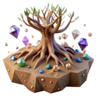 vibrant rustic Tree Roots in Soil Cutout with Transparent Background png
