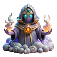 magnificent modern A wise oracle, her eyes glowing with prophetic vision, surrounded by swirling mists and ancient runes. Mystical art style original png
