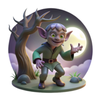 wonderful rustic A mischievous imp playing tricks on unsuspecting travelers in a shadowy forest, illuminated by the faint light of the moon. Gothic art style 4K png