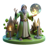 serene abstract A wise druid performing a ritual in a sacred grove, illuminated by the ethereal light of the moon and stars. Celtic art style 4K png
