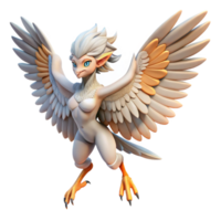 elegant vintage A beautiful harpy, her feathers shimmering in the sunlight, soaring through the mountains. Greek mythology style high resolution png