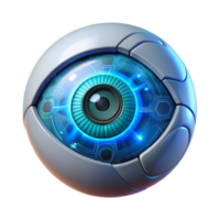 magnificent vintage A hyperrealistic close-up of a bionic eye with intricate circuitry, illuminated by a cool blue light, in a cyberpunk style detailed png