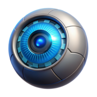impressive abstract A hyperrealistic close-up of a bionic eye with intricate circuitry, illuminated by a cool blue light, in a cyberpunk style professional png