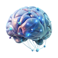 magnificent contemporary A surreal, dreamlike painting of a human brain connected to a vast network of glowing data streams, lit by an ethereal glow, in a digital art style high resolution png