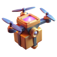 impressive vintage A stylized, low-poly model of a futuristic drone delivering a package, illuminated by warm, afternoon sunlight, in a minimalist style authentic png