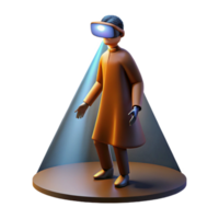 wonderful modern A dramatic, chiaroscuro painting of a lone figure in a virtual reality headset, illuminated by a single spotlight, in a Renaissance style premium png