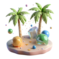 impressive minimalist Tropical Island with Palm Trees Transparent Element png