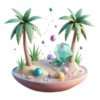 wonderful rustic Tropical Island with Palm Trees Transparent Element high quality png