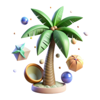 stunning artistic Tropical Palm Tree Isolated Element with Coconuts png