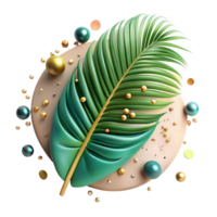 serene minimalist Tropical Palm Leaf with Shadow Isolated Element authentic png