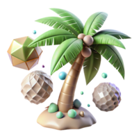 vibrant creative Tropical Palm Tree Isolated Element with Coconuts authentic png