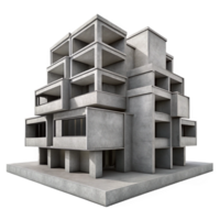 wonderful contemporary Brutalist concrete apartment complex, repetitive geometric forms, stark shadows, grayscale photography style genuine png