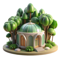 beautiful abstract Organic architecture, building seamlessly blending with a forest landscape, dappled sunlight filtering through leaves, fantasy style 4K png