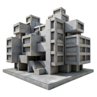vibrant abstract Brutalist concrete apartment complex, repetitive geometric forms, stark shadows, grayscale photography style authentic png