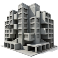 beautiful rustic Brutalist concrete apartment complex, repetitive geometric forms, stark shadows, grayscale photography style detailed png