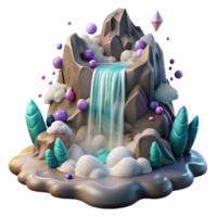 impressive traditional Turbulent Waterfall with Mist Isolated png