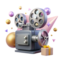 beautiful classic Vintage Movie Projector with Film Reel Isolated Element high resolution png
