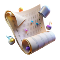 dramatic abstract Vintage Music Sheet with Faded Notes Cutout Transparent Background genuine png