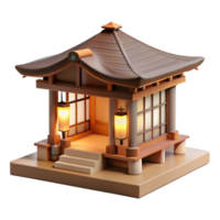 serene rustic Japanese tea house, minimalist design, natural wood and paper, soft diffused light, zen style original png