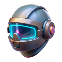 impressive vintage A futuristic helmet with a transparent visor displaying augmented reality information, illuminated by a soft, internal glow, in a cyberpunk style detailed png