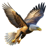 vibrant classic A powerful bald eagle soaring through the sky, illuminated by the bright midday sun, in a realistic wildlife photography style exclusive png