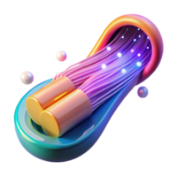 stunning artistic A stylized representation of a data stream flowing through fiber optic cables, illuminated by bright, neon colors, in an abstract style premium png