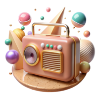 vibrant artistic Vintage Radio Transparent Background with Static Noise high resolution png