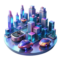 stunning vintage A group of futuristic, levitating vehicles navigating a complex cityscape, illuminated by neon lights and reflections, in a futuristic transportation style genuine png