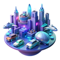 wonderful minimalist A group of futuristic, levitating vehicles navigating a complex cityscape, illuminated by neon lights and reflections, in a futuristic transportation style high resolution png