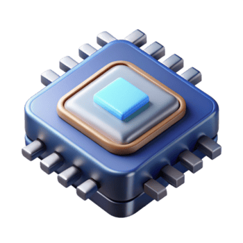 elegant artistic A single, isolated microchip with intricate circuitry visible, illuminated by a scanning electron microscope, in a scientific photography style genuine png