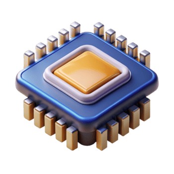 stunning modern A single, isolated microchip with intricate circuitry visible, illuminated by a scanning electron microscope, in a scientific photography style authentic png