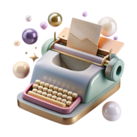 serene minimalist Vintage Typewriter Cutout Top View Isolated high quality png