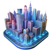 maravilloso Clásico un futurista ciudad horizonte prestados en estructura alámbrica, iluminado por brillante líneas de diferente colores, en un técnico dibujo estilo prima png