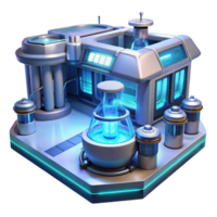 stunning abstract A futuristic laboratory filled with advanced technology and equipment, illuminated by cool, blue and white lights, in a science fiction style original png