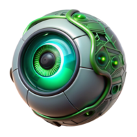 beautiful contemporary A close-up of a bionic eye with intricate details and glowing circuitry, illuminated by a soft, green light, in a cyberpunk style 4K png
