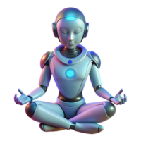 underbar årgång en humanoid robot mediterar i en lotus placera, upplyst förbi en mjuk, eterisk glöd, i en andlig, trogen stil hög upplösning png