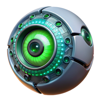 Maravilhoso vintage uma fechar-se do uma biônico olho com intrincado detalhes e brilhando circuitos, iluminado de uma macio, verde luz, dentro uma cyberpunk estilo Alto qualidade png