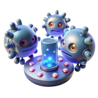 magnifico classico un' gruppo di nanobot riparazione danneggiato fazzoletto di carta, illuminato di microscopico luci, nel un' medico visualizzazione stile premio png