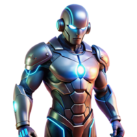 impressive traditional A futuristic exoskeleton suit enhancing human strength and agility, illuminated by dynamic, shifting lights, in a cyberpunk style original png