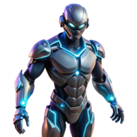 serene classic A futuristic exoskeleton suit enhancing human strength and agility, illuminated by dynamic, shifting lights, in a cyberpunk style premium png