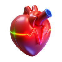 elegant classic A holographic projection of a human heart beating rhythmically, illuminated by a pulsating red light, in a medical visualization style 4K png