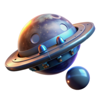 serene artistic A futuristic spacecraft orbiting a distant planet, illuminated by the planet's atmospheric glow and starlight, in a space exploration style authentic png
