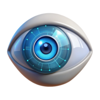 impressive traditional A single human eye with a HUD interface projected over the iris, displaying complex data visualizations, dimly lit, realistic style authentic png