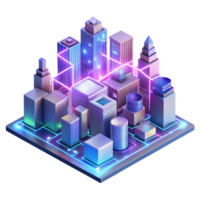 wonderful rustic A futuristic cityscape composed entirely of interconnected circuit boards and glowing data streams, viewed from a low angle, vibrant neon colors, isometric style high resolution png