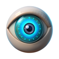 elegant creative A single human eye with a HUD interface projected over the iris, displaying complex data visualizations, dimly lit, realistic style premium png
