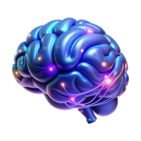 dramatic classic A holographic projection of a human brain rotating slowly, intricate neural networks pulsing with light, dark blue and purple lighting, abstract style premium png